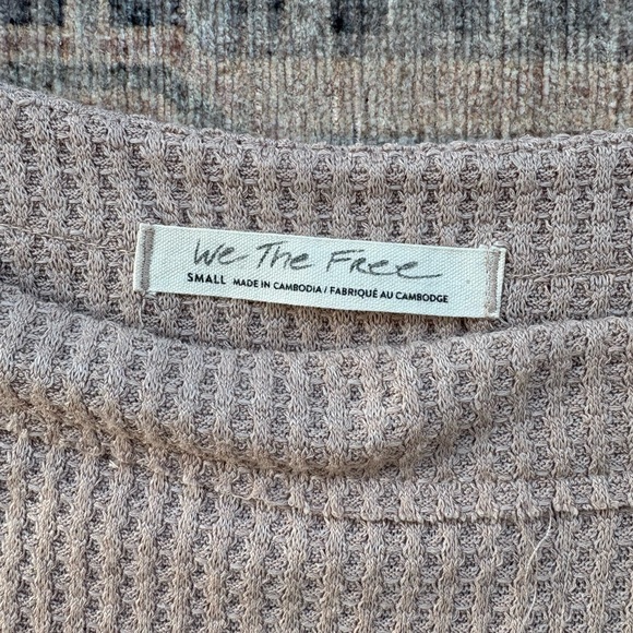 We The Free Taupe Waffle Knit Top - Picture 3 of 3